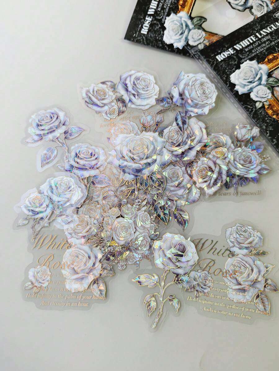 1包20張復古夢幻玫瑰禮品系列燙金植物花卉貼紙,開學貼紙,剪貼簿用品,趣味貼紙,筆電貼紙,Kindle貼紙,手機貼紙,學校用品 - 彩色 - 查看 1