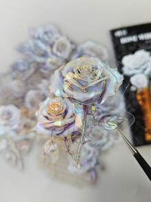 1包20張復古夢幻玫瑰禮品系列燙金植物花卉貼紙，開學貼紙，剪貼簿用品，趣味貼紙，筆電貼紙，Kindle貼紙，手機貼紙，學校用品 - 彩色 - 查看 4