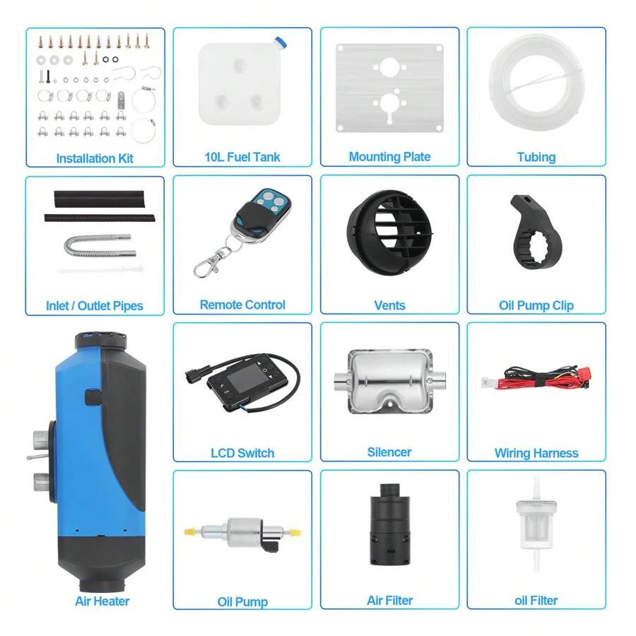 2KW 12V&24V Air  Heater Remote LCD Monitor Night Parking Hot For Car Truck Van RV - Blue - View 1