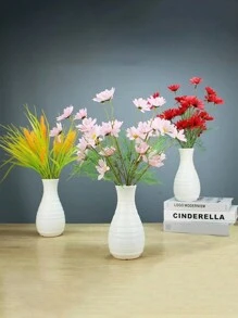 1個塑料花瓶裝飾物花藝插花水栽花瓶,適用於人造花花卉插花 - 白色 - 查看 1