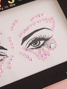 Party Joy 1pc 3d Face Crystal Sticker For Temporary Tattoo Makeup For Parties, Stage Performances, Etc. - Multicolor - View 5