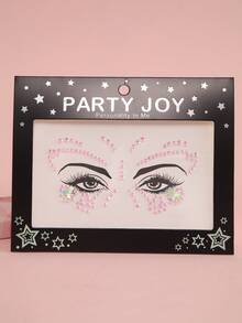 Party Joy 1pc 3d Face Crystal Sticker For Temporary Tattoo Makeup For Parties, Stage Performances, Etc. - Multicolor - View 2
