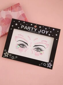 Party Joy 1pc 3d Face Crystal Sticker For Temporary Tattoo Makeup For Parties, Stage Performances, Etc. - Multicolor - View 3