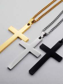 1入不鏽鋼鍍金吊墜項鍊,適合男孩日常佩戴 - 金黃色 - 查看 3