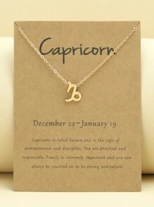 1 件 12 星座符號吊墜項鍊,帶生肖卡,鎖骨鏈,派對幸運生日禮物,女士日常佩戴 - 金黃色 - 查看 9