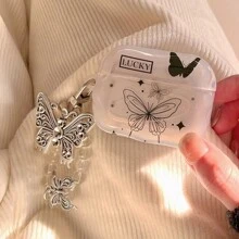 1入組透明幸運蝴蝶式耳機收納盒,與airpods兼容 - 無色 - 查看 1