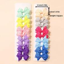 10入組彩色緞帶蝴蝶結髮夾，配尾巴、彈性帶和可愛女孩配飾 - 彩色 - 查看 2