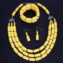 4入組明亮珠串多層項鍊套裝 - 黃色 - 查看 2