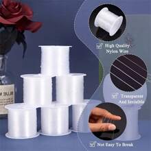 4pcs 0.4/0.5/0.6/0.8mm Faux Pearl Fishing Line, Transparent, Non Stretchable And Non Elastic Nylon Rope, Faux Pearl Thread, Jewelry Making Products - White - View 1