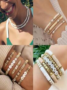 24格5色黏土珠子+分隔珠套裝手鍊珠寶製作,高端diy手鍊製作 - 粉色 - 查看 9