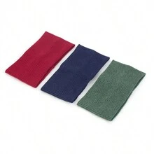 1pc Outdoor Sports & Yoga Ribbed Headband, Elastic & Stretchy Knitted Hair Accessory In Solid Color - Burgundy - View 7