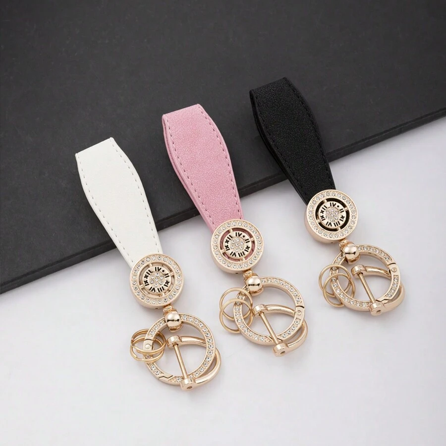 时尚猫爪造型汽车钥匙扣，创意个性化水钻字母钥匙扣，行李箱配件，多种颜色可选，优质材料 - 黑色 - 查看 1