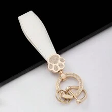 时尚猫爪造型汽车钥匙扣，创意个性化水钻字母钥匙扣，行李箱配件，多种颜色可选，优质材料 - 黑色 - 查看 6