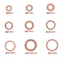 100pcs Copper Washer, O-Ring Copper Gasket Assortment, Flat Ring Seal Set, Automotive Copper Sealing Ring, With Storage Box - Bronze - View 6