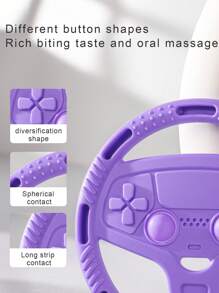 1pc Baby Steering Wheel Shaped Silicone Teethers, Chewable Toy And Teething Aid - Purple - View 6