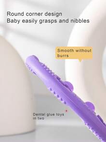 1pc Baby Steering Wheel Shaped Silicone Teethers, Chewable Toy And Teething Aid - Purple - View 8