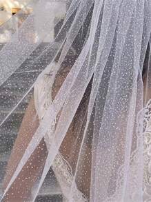 1 Pc Women 1 Tier Elbow Length Glitter Tulle Short Wedding Bridal Veil With Metal Comb For Wedding Party White Halloween