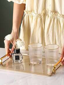 1個方形托盤,適用於家庭、酒店,輕奢枯燥水果盤,大容量客廳杯子、盤子、收納盤、收納裝飾 - 煙灰色 - 查看 3