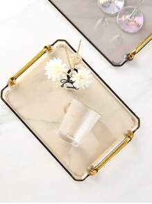 1個方形托盤,適用於家庭、酒店,輕奢枯燥水果盤,大容量客廳杯子、盤子、收納盤、收納裝飾 - 煙灰色 - 查看 5