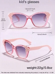 1pc Girls' Square Fashion Glasses And A Colorful Eyeglasses Chain For Daily Use