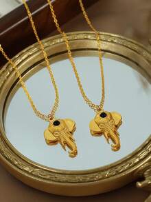 時尚個性化狂歡節禮物頸鏈,獨特象儀表18k鍍金珠寶 - 金色 - 查看 2