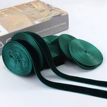 1pc 4.57m/15ft Olive Green Single-Sided Non-Stretch Colorful Flocked Ribbon, Flocked Satin Ribbon, Flocked Bow Ribbon For DIY Clothing, Christmas Tree, Cabinet, Christmas, Valentine's Day Holiday Decoration (Length May Vary Slightly Due To Handmade Measurement) - Dark Green - View 3