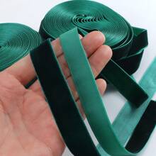 1pc 4.57m/15ft Olive Green Single-Sided Non-Stretch Colorful Flocked Ribbon, Flocked Satin Ribbon, Flocked Bow Ribbon For DIY Clothing, Christmas Tree, Cabinet, Christmas, Valentine's Day Holiday Decoration (Length May Vary Slightly Due To Handmade Measurement) - Dark Green - View 5