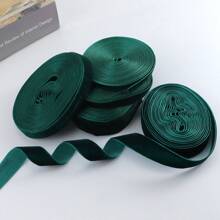 1pc 4.57m/15ft Olive Green Single-Sided Non-Stretch Colorful Flocked Ribbon, Flocked Satin Ribbon, Flocked Bow Ribbon For DIY Clothing, Christmas Tree, Cabinet, Christmas, Valentine's Day Holiday Decoration (Length May Vary Slightly Due To Handmade Measurement) - Dark Green - View 4