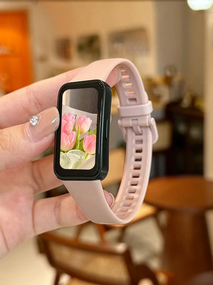 1 قطعة سوار ساعة من TPU أحادي اللون متوافق مع أجهزة Band 10/9/8/7/6, مناسب للرجال والنساء من ذوي الأعمال, يناسب سوار Honor Band 7/6 من الملحقات - أبيض - مشاهدة 12