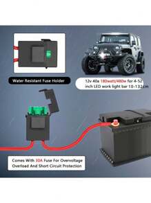 Kit De Arnés De Luz Led Para Barra De Luces Fuera De Carretera, Control De Interruptor Impermeable Con Relé De 12v Y 300w Y Conexión Para 1 A 4 Luces Led - Negro - Ver 6