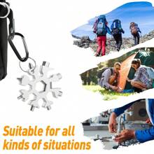 18 合 1 多功能不鏽鋼雪花工具,附開瓶器、平頭十字螺絲起子組、扳手。男士的完美禮物,適合爺爺/爸爸/兒子,理想的戶外露營工具,獨特的禮物 - 銀色 - 查看 7