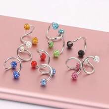 1 個不銹鋼 S 形螺旋耳軟骨耳環、labret 嘴唇和鼻子穿孔身體首飾 - 風格1 - 查看 2