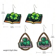 2入組新款時尚聖派屈克節主題愛爾蘭派對假日女士耳環及吊墜套裝 - 1 - 查看 3