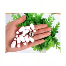 桌上迷你保齡球遊戲套裝,有趣的白象禮物,木製迷你保齡球套裝適用於家庭辦公桌玩具,減壓小玩具,滿足男女青少年和同事的趣味禮物 - 薑色 - 查看 4