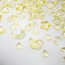隨機混合100入組黃色星星、月亮、蝴蝶結、蝴蝶、美人魚尾巴指甲藝術裝飾,適用於diy手機殼、鞋子、服裝 - 黃色 - 查看 5