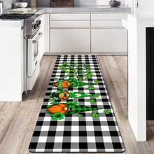 1 件聖派翠克節無臉侏儒三葉草印花裝飾防滑地墊長款柔軟舒適站立墊臥室廚房客廳走廊吸水防滑墊入口門墊家居裝飾 - StyleB - 查看 7