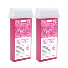 Kit 2 Hot Wax For Hair Removal Depilflax Roll-On Depilatory Waxing Refill - 粉紅色的 - 查看 1
