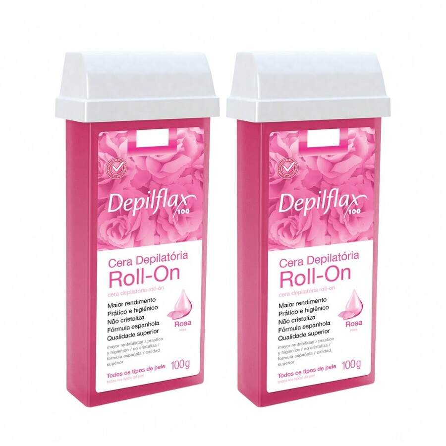 Kit 2 Hot Wax For Hair Removal Depilflax Roll-On Depilatory Waxing Refill - 粉紅色的 - 查看 1