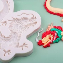 新年龙年系列Tion硅胶模具DIY祥云泼墨甜点装饰模具 - 淺灰色 - 查看 3