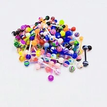 30pcs Fashionable Acrylic Uv Tongue Barbell Piercing Random Color - Acrylic Tongue Nail - View 5