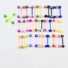30pcs Fashionable Acrylic Uv Tongue Barbell Piercing Random Color - Acrylic Tongue Nail - View 1