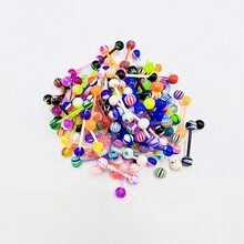 30pcs Fashionable Acrylic Uv Tongue Barbell Piercing Random Color - Acrylic Tongue Nail - View 2