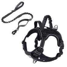 Pet Dog Tactical Vest Outdoor Training Vest Anti-Explosion Chest Back Clothes+Leash Rope - Black - View 2