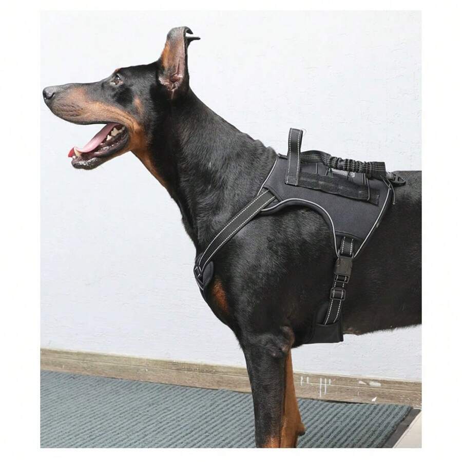 Pet Dog Tactical Vest Outdoor Training Vest Anti-Explosion Chest Back Clothes+Leash Rope - Black - View 1