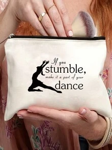 最佳禮物有趣化妝袋,溫暖甜蜜富靈感的口袋,如果你跌倒了就把它變成舞蹈中的一部分,女性朋友禮物,戶外旅行儲物袋美容套裝化妝包,畢業旅行禮物,可愛復古簡約時尚字母圖案印花袋儲物袋,物品收納化妝袋,聖誕妝容收納袋,洗衣袋手拿包,輕便折疊儲物袋,簡約購物袋,老師禮物手拿包,感恩護士醫生老師 - 米色 - 查看 3