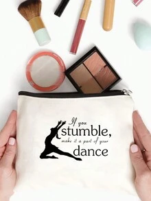 最佳禮物有趣化妝袋,溫暖甜蜜富靈感的口袋,如果你跌倒了就把它變成舞蹈中的一部分,女性朋友禮物,戶外旅行儲物袋美容套裝化妝包,畢業旅行禮物,可愛復古簡約時尚字母圖案印花袋儲物袋,物品收納化妝袋,聖誕妝容收納袋,洗衣袋手拿包,輕便折疊儲物袋,簡約購物袋,老師禮物手拿包,感恩護士醫生老師 - 米色 - 查看 2