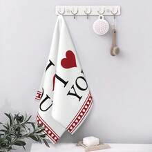 1 件情人节厨房毛巾红色爱心洗碗巾 18x26 英寸超吸水婚礼干燥布我爱你标志手巾情人节装饰 - 彩色 - 查看 5