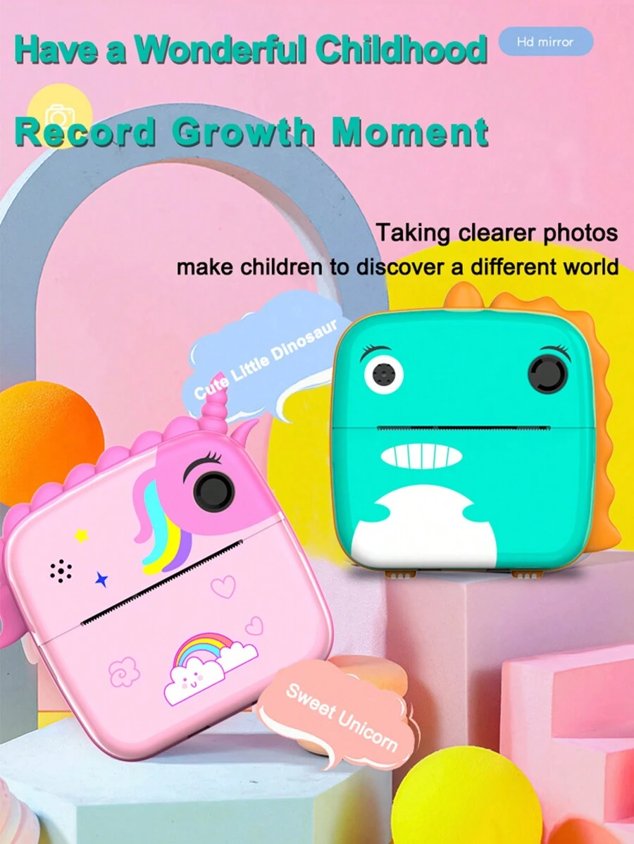 Instant Print Camera, Pocket-Sized Mini Photo Printer, 1080p, 24 Million Pixels, Perfect Gift! - Green - View 1