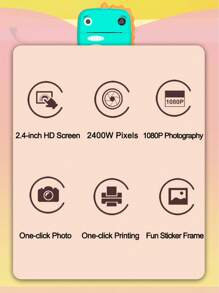 Instant Print Camera, Pocket-Sized Mini Photo Printer, 1080p, 24 Million Pixels, Perfect Gift! - Green - View 2