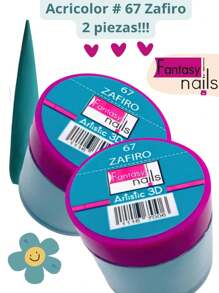 2 Piezas #67 Zafiro Acrilico Acricolor 3D para uñas Manicura  8 gramos- Fantasy Nails. - verde menta - Ver 1